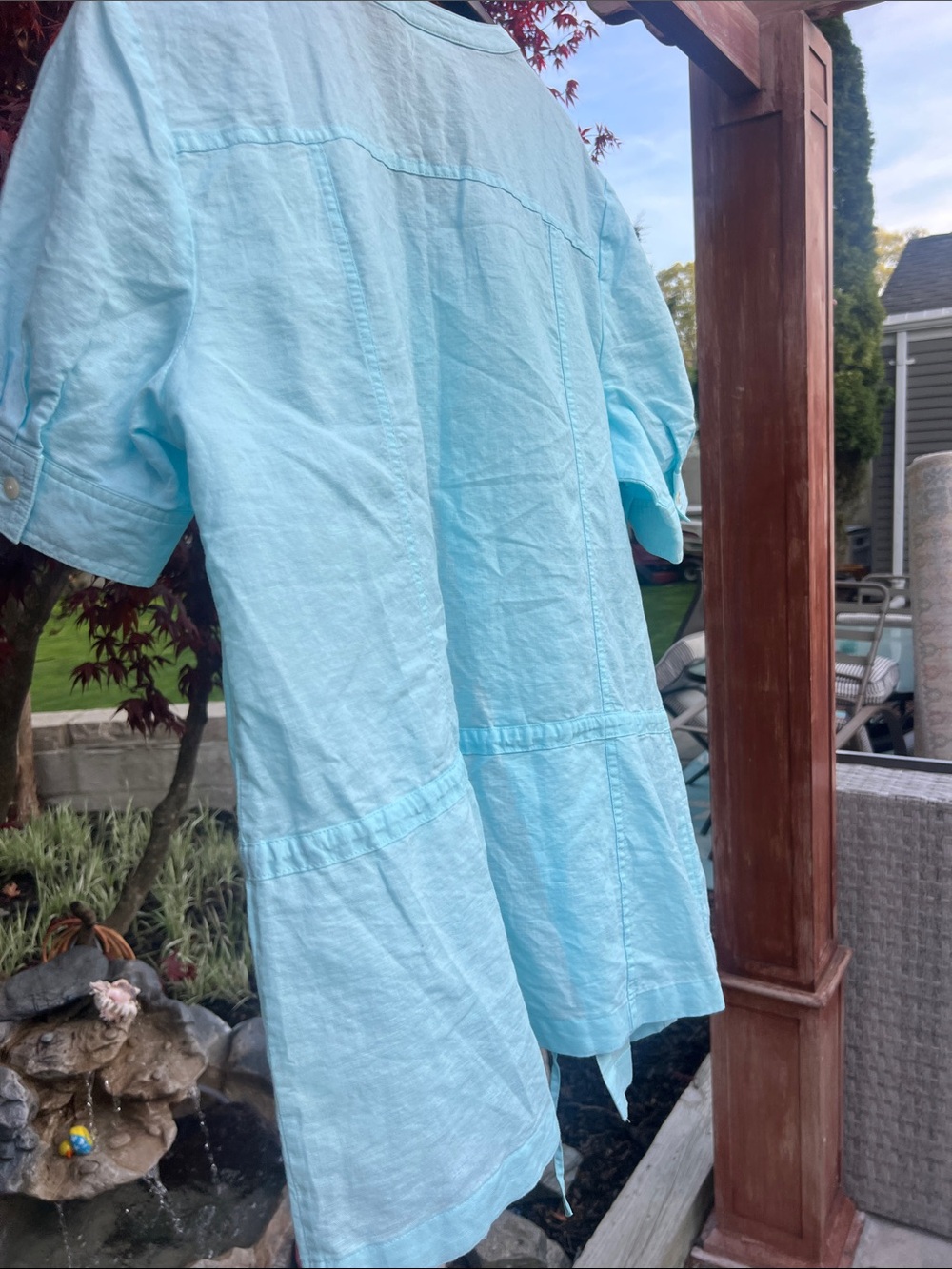 J. Jill Pale Blue Button-Front Short Sleeve Top - Picture 6 of 7